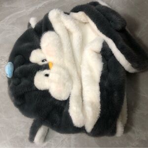 Cozy Penguin Kids Hat - Black and White